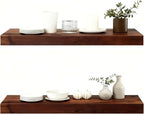 Solid Wood Floating Shelves, 23.6in Finished Real Wood Wall Shelves by Unknown