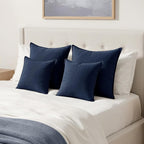 MIULEE Decorative Linen Pillow Covers 22x22 Inch Navy Blue | Boho Farmhouse​ - Image 4