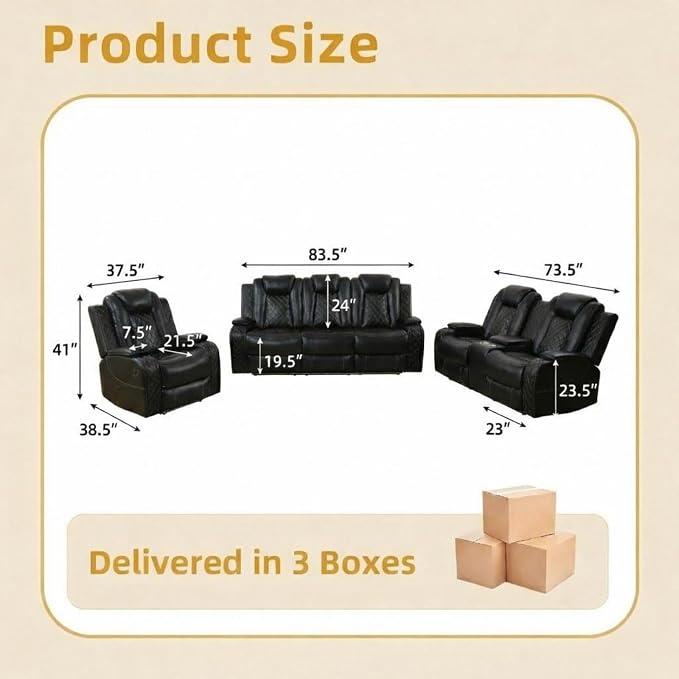 3-Piece Power Reclining Sectional Sofa Set - Image 2