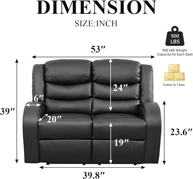 3-Piece Couch Living Room Furniture Sets, Sectional Recliner Sofa Set, Leather - Image 2