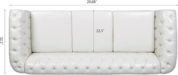 LEVNARY Chesterfield Sofa, Classic Tufted Upholstered Leather Couch, Modern 3 - Image 2