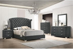 Pemberly Row Contemporary Upholstered 2-Drawer Nightstand, Soft Grey Velvet - Image 2