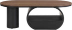 Modern Oval Coffee Table, 47.24" Brown Wood Top Coffee Table - Image 4