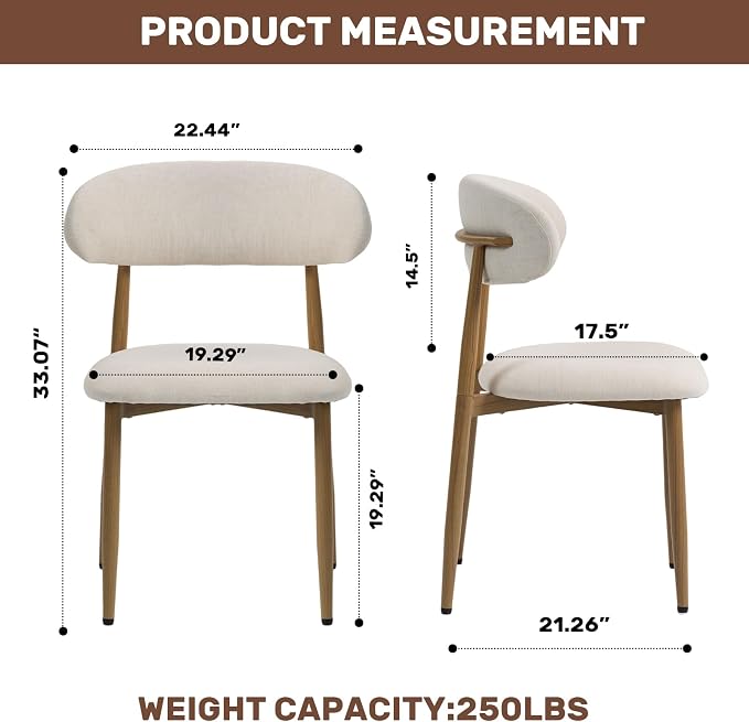 UVV Dining Chairs Set of 2, Metal Kitchen Chairs - Image 9