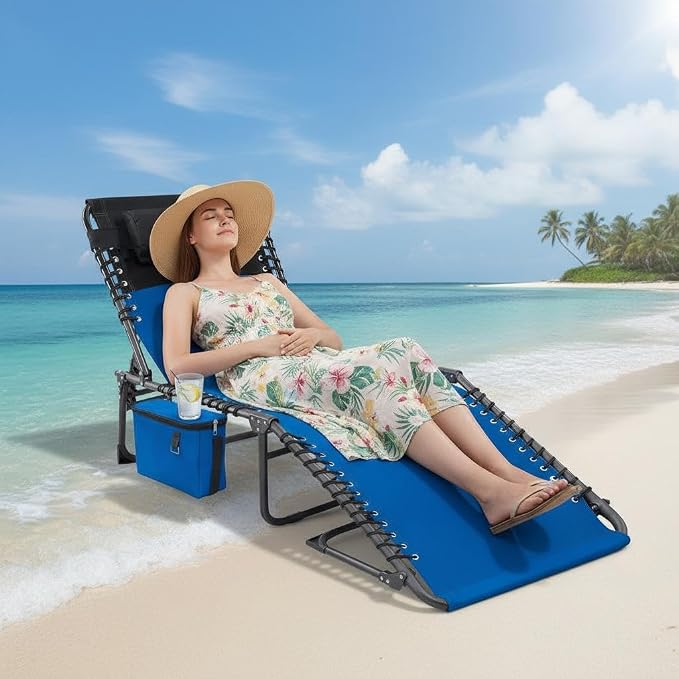 Outdoor Chaise Lounge Chair, Folding Tanning Chair - Image 4