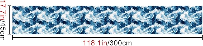 HOMETITUTE Blue Wave Pattern Wallpaper Peel and Stick Self Adhesive Vinyl Wall - Image 2