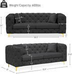 DAMAIFROM 75" Sofa Couch Mid Century Modern Velvet Couch Tufted Button Sofa - Image 2