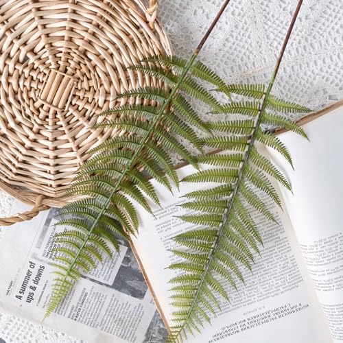 Artificial Fern Leaves Stems, Fake Ferns Leaf Plants Plastic Foliage Shrubs Bushes Plant Faux Greenery Stem for Home Garden Outdoor Indoor Wedding Bouquets DIY Décor Flowers Wreath Decoration 10 Pack - Image 7