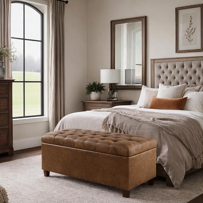 Homepop Home Decor | Button Tufted Storage Bench | Ottoman Bench - Image 5