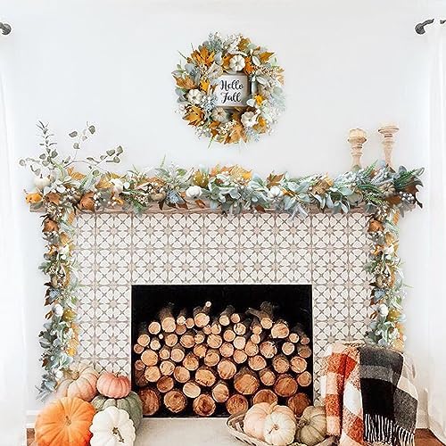 Fall Wreath Pumpkin Garland Thanksgiving Autumn Neutral Garlands Decoration - Image 6