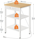 HOOBRO Side Table with Charging Station and USB Port, Small End Table - Image 3