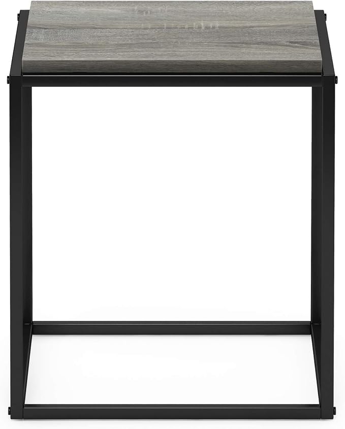 Furinno Moretti Cube Modern Stackable End Table Shelf, French Oak Grey - Image 5