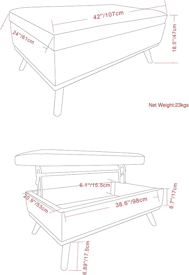 SIMPLIHOME Owen Lift Top Coffee Table Storage Ottoman - Image 3