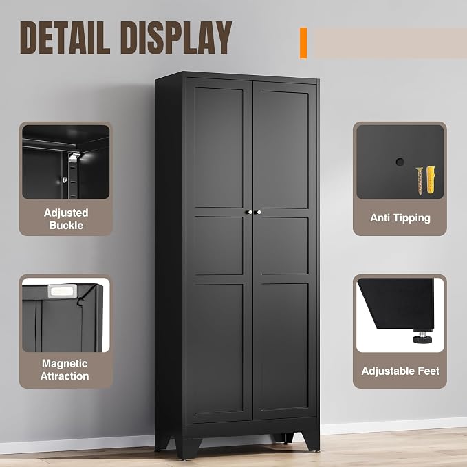 Yizosh Metal Pantry Cabinet, Cupboard - Image 4