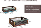 TIMRIS Set of 2 Rustic Wooden Countertop Baskets, Farmhouse Distressed Nesting - Image 5