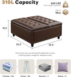 Tbfit Large Square Storage Ottoman Bench, Tufted Upholstered Coffee Table - Image 2
