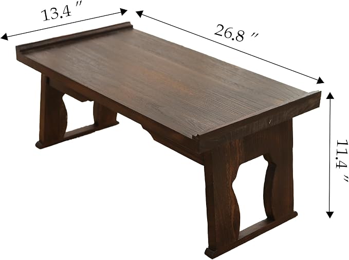 Japanese Wood Floor Table with Foldable Legs - Image 3