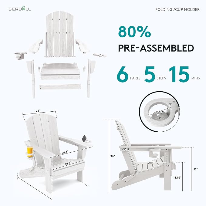 SERWALL Adirondack Chair with Cup Holders - Image 7