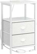 sthmec Nightstand with Charging Station, LED Night Stand with 2 Fabric Drawers - Image 8