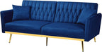 70” Velvet Futon Sofa Bed w/Adjustable Armrests and Backrest, Convertible Futon - Image 8