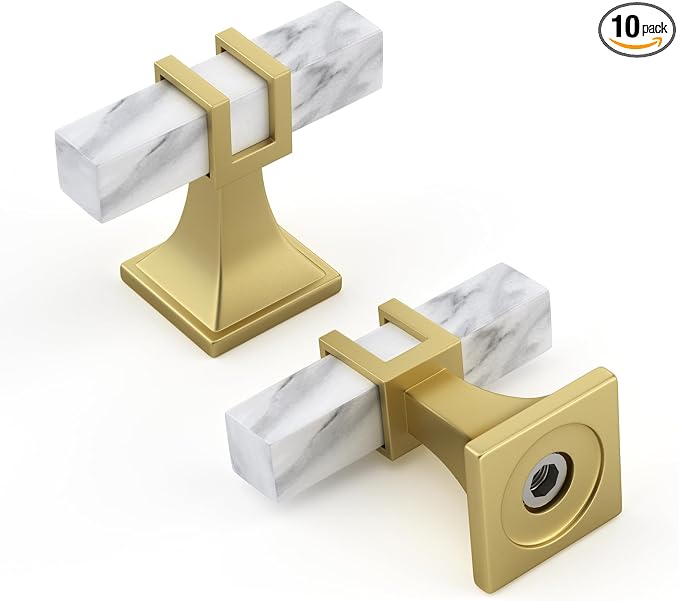 Rergy Cabinet Handles Marble Drawer Pulls and Knobs, T-Bar Hardware by Rergy