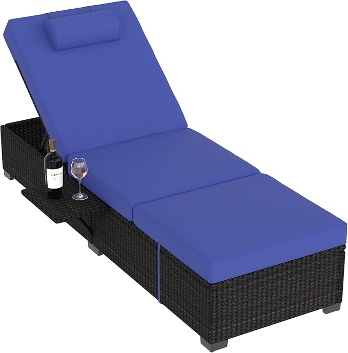 PeakPursuit Patio Lounge Chairs, Outdoor PE Wicker Chaise Lounge Set of 2 - Image 8