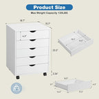 OLIXIS 5 Drawer Mobile File Cabinet Under Desk Storage Organization - Image 3