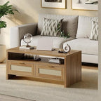 Garvee Boho Coffee Table with Storage, 2 Tiers Wooden Center Coffee Table - Image 4