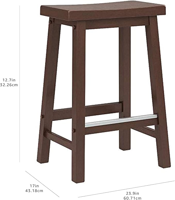 Amazon Basics Solid Wood Saddle-Seat Counter Height Bar Stools - Image 8