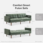 mopio 76.4" Futon Sofa Bed, Sleeper Sofa, Mid Century Modern Futon Couch - Image 2