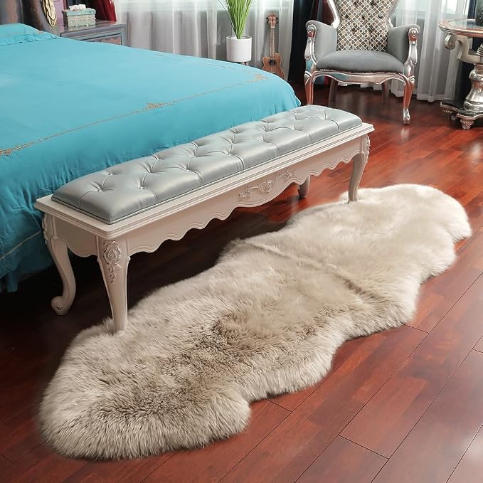 IRIWOOL Premium Genuine Fur Sheepskin Rug Real Australia Sheepskin Natural - Image 3