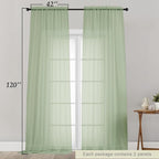 Extra Long Sheer Light Green Curtains - Image 2