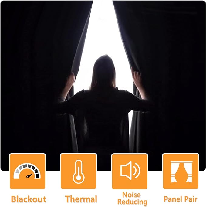 Blackout Curtains for Bedroom, 60 x 84 Inches Long, Window Curtains, Living - Image 2