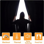 Room Darkening Curtains for Bedroom, 70 x 63 Inches, 2 Panels | Thermal - Image 2