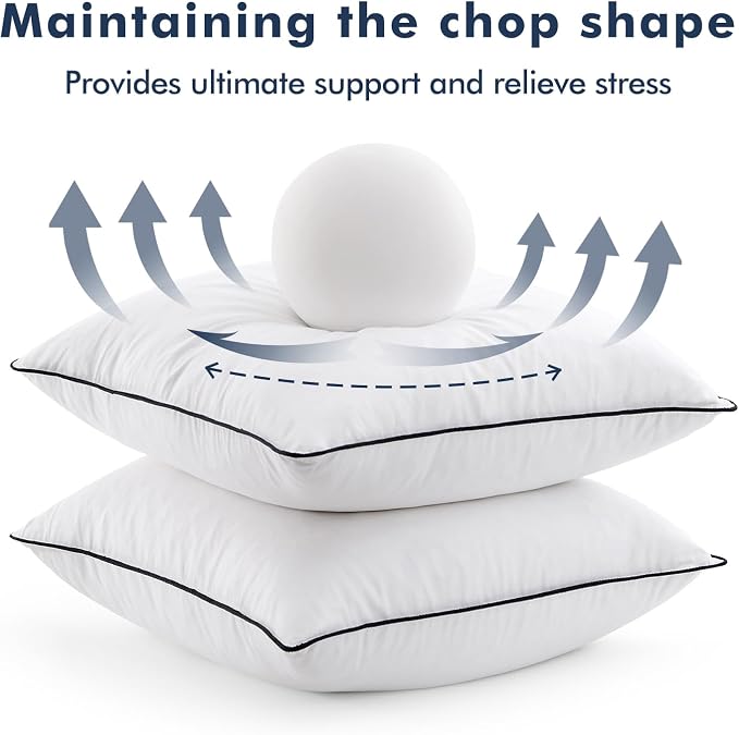 MIULEE Goose Feather Down 28x28 Euro Pillow Insert Set of 2 - Image 6