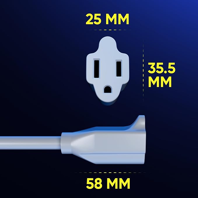 Maximm Cable 3 Feet 14Awg 360° Rotating Flat Plug Extension Cord/Wire, 3 Prong - Image 3