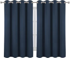 Navy Blue Blackout Curtains/52 x 45 Inch/Set of 2 Panels Room Darkening Short - Image 2
