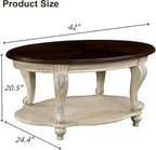 LKTART Oval Coffee Tables for Living Room, Round Vintage Coffee Table - Image 3