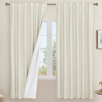 Ivory 100% Blackout Linen Curtains 72 Inch by LAMIT