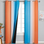 Ombre Orange and Blue Blackout Curtains 42Wx84L Inch Long | Gradient Curtains by ESTELARTEXTILER