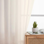 Kitchen Curtains 24 Inch Length Tier 2 Pieces, Cream Sheer Curtain Solid Soft - Image 6