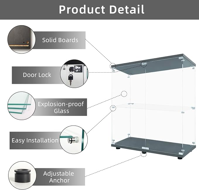 LFT HUIMEI2Y Glass Display Cabinet 2-Shelf - Image 3