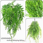 Artificial Willow, Fake Weeping Willow 4 pcs Plants Greenery Shrubs, Plastic Hanging Vine Ivy Garland Outdoor Indoor Home Garden Verandah Parterre Wall Baskets Filling Decoration - Image 3