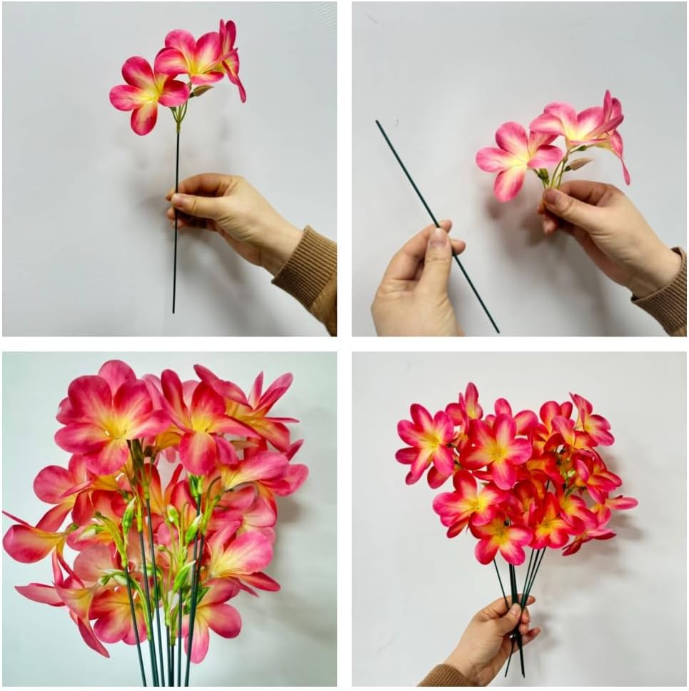 10pcs Pink Artificial Flowers Fake Plumeria with Stems,Silk Flower - Image 6