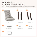 COLAMY Fabric Side Dining Chairs Set of 6, Wingback Upholstered Dining Room - Image 6