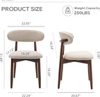 COLAMY Wooden Dining Chairs Set of 2, Modern Fabric Upholstered Kitchen Side - Image 2
