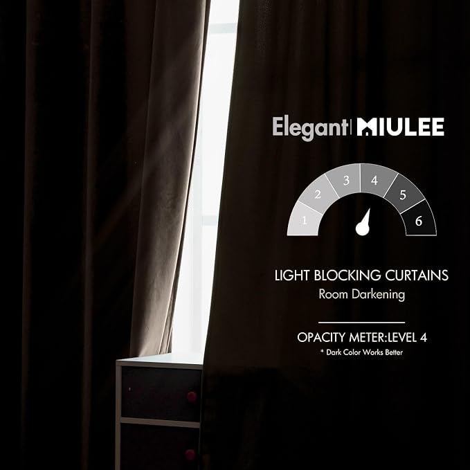 MIULEE Velvet Curtains 52x84 inches Chocolate Brown Blackout Curtains | Luxury - Image 5
