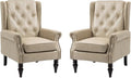 Mid-Century High Wingback Chair Set of 2, Faux Leather Accent Chair Armchair by Lin-Utrend