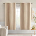 MIULEE Beige Back Tab Blackout Curtains 52x54 Inch Length 2 Panels Set | Rod by MIULEE