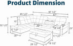 97.5" Yellow L Shaped Couch Set Leather, Modular Sectional Couches - Image 2